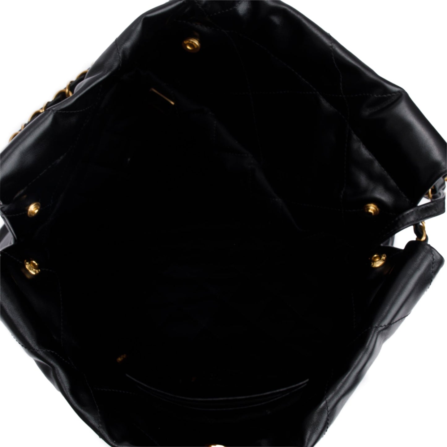 Chanel 2023 Black Shiny Calfskin Leather Small Chanel 22 Hobo