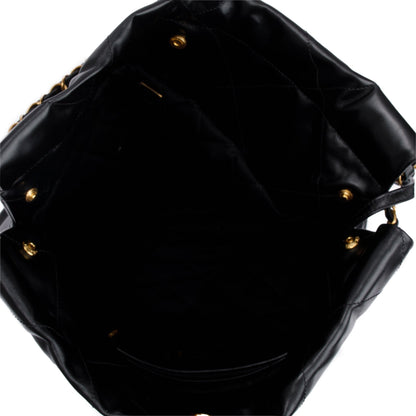 Chanel 2023 Black Shiny Calfskin Leather Small Chanel 22 Hobo