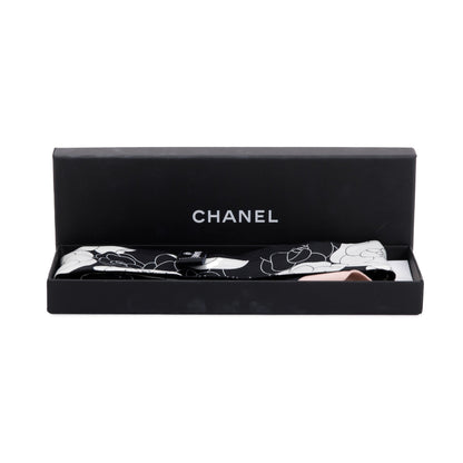 Chanel 2023 Black/White Printed Silk Twill Slim Bandeau