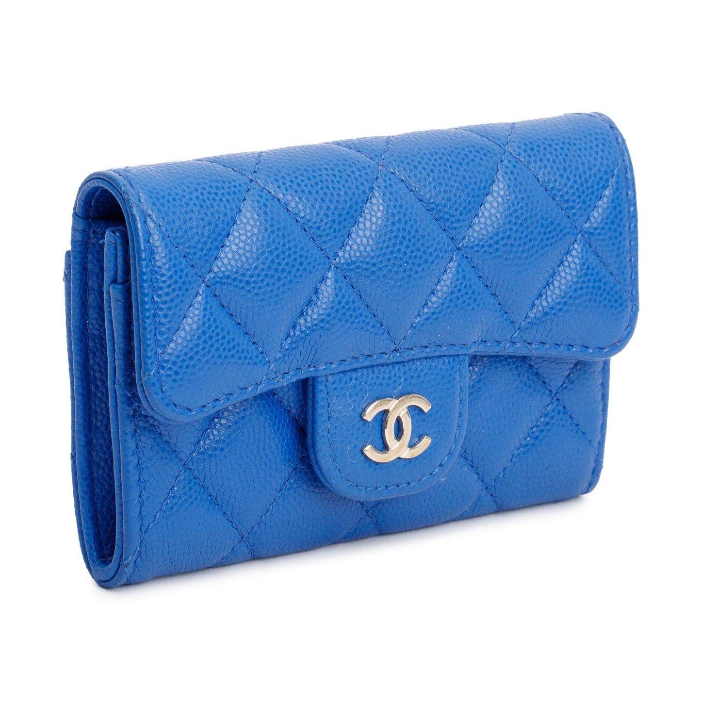 Chanel 2023 Blue Caviar Leather Classic Flap Card Holder