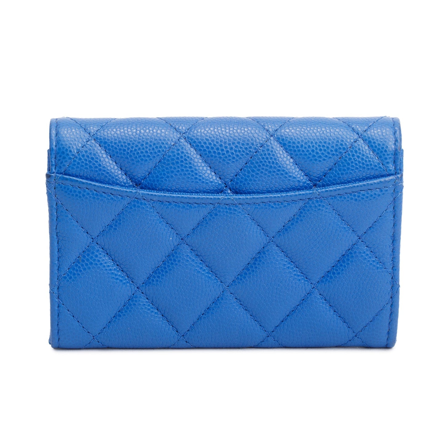 Chanel 2023 Blue Caviar Leather Classic Flap Card Holder