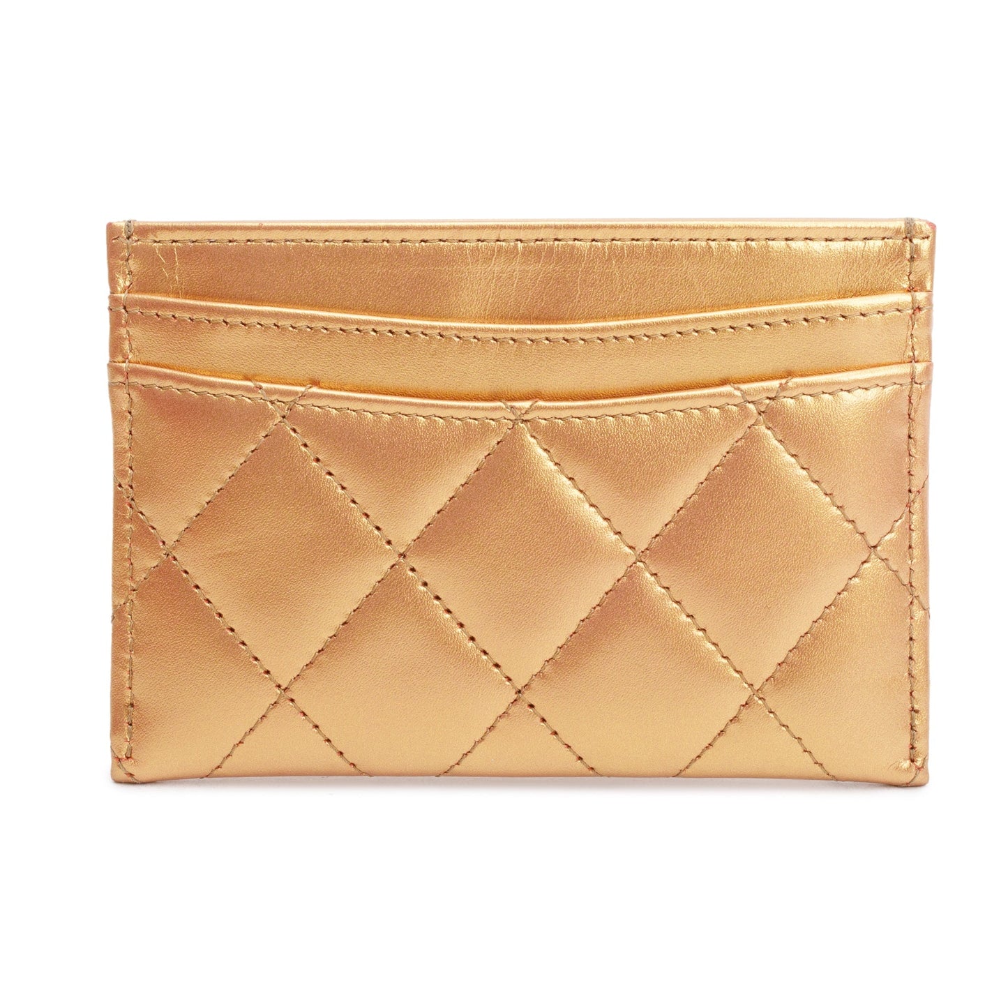Chanel 2023 Gold Iridescent Lambskin Leather Classic Card Holder