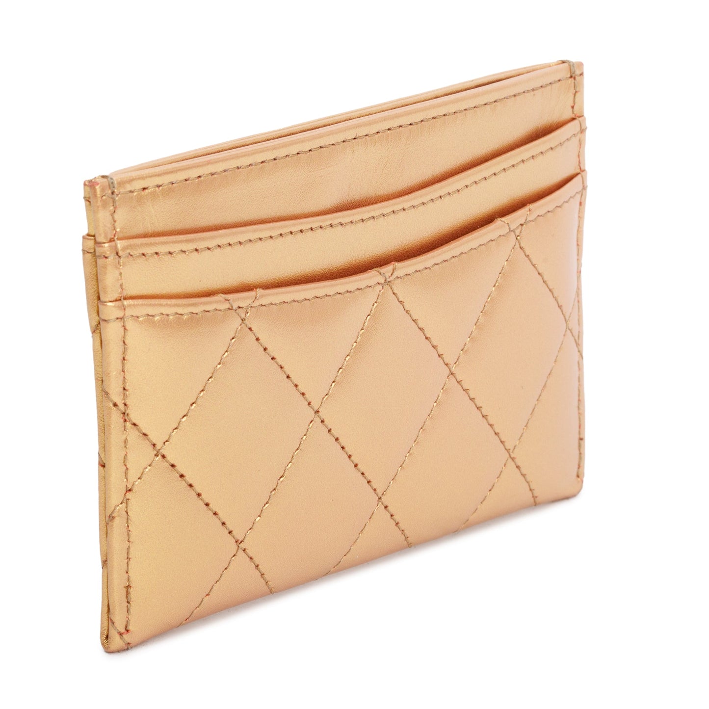 Chanel 2023 Gold Iridescent Lambskin Leather Classic Card Holder