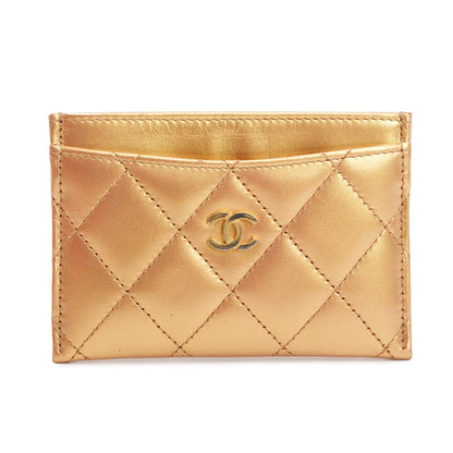 Chanel 2023 Gold Iridescent Lambskin Leather Classic Card Holder