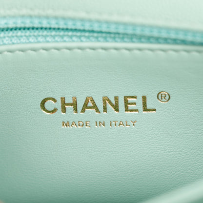 Chanel 2023 Green Quilted Caviar Leather Mini Coco Chain Handle Bag