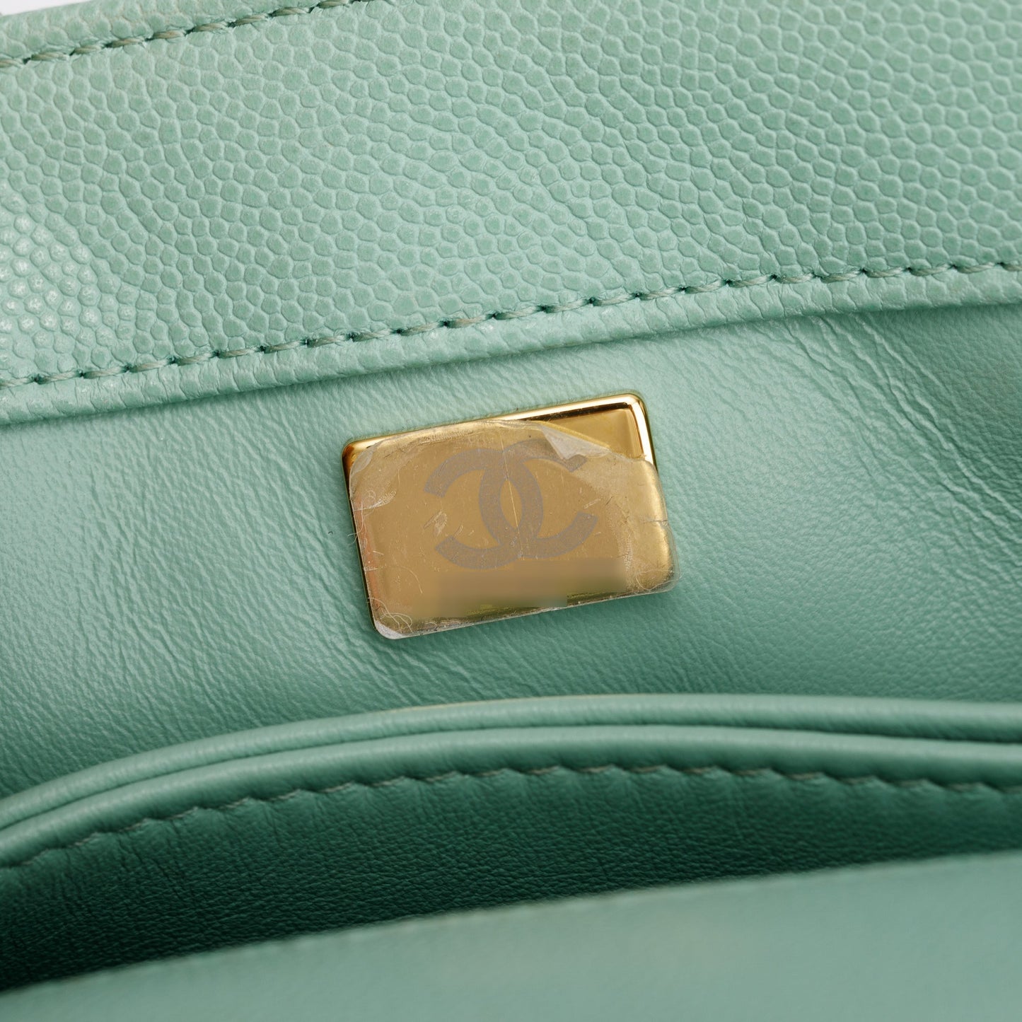 Chanel 2023 Green Quilted Caviar Leather Mini Coco Chain Handle Bag