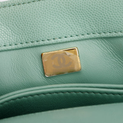 Chanel 2023 Green Quilted Caviar Leather Mini Coco Chain Handle Bag