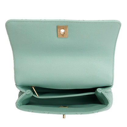 Chanel 2023 Green Quilted Caviar Leather Mini Coco Chain Handle Bag