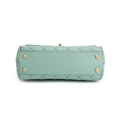 Chanel 2023 Green Quilted Caviar Leather Mini Coco Chain Handle Bag