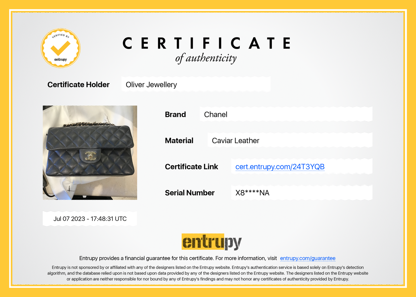 Chanel 2023 Grey Caviar Small Classic Double Flap Bag