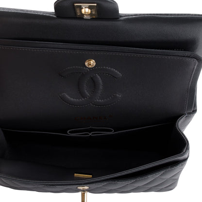 Chanel 2023 Grey Caviar Small Classic Double Flap Bag