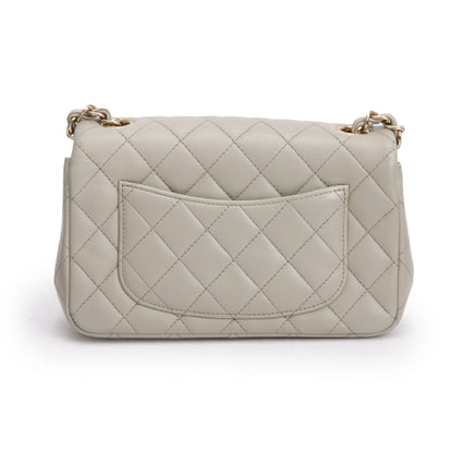 Chanel 2023 Grey Quilted Lambskin Leather Classic Rectangular Mini Flap Bag