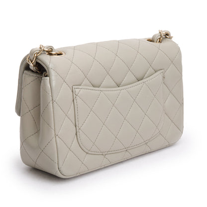 Chanel 2023 Grey Quilted Lambskin Leather Classic Rectangular Mini Flap Bag