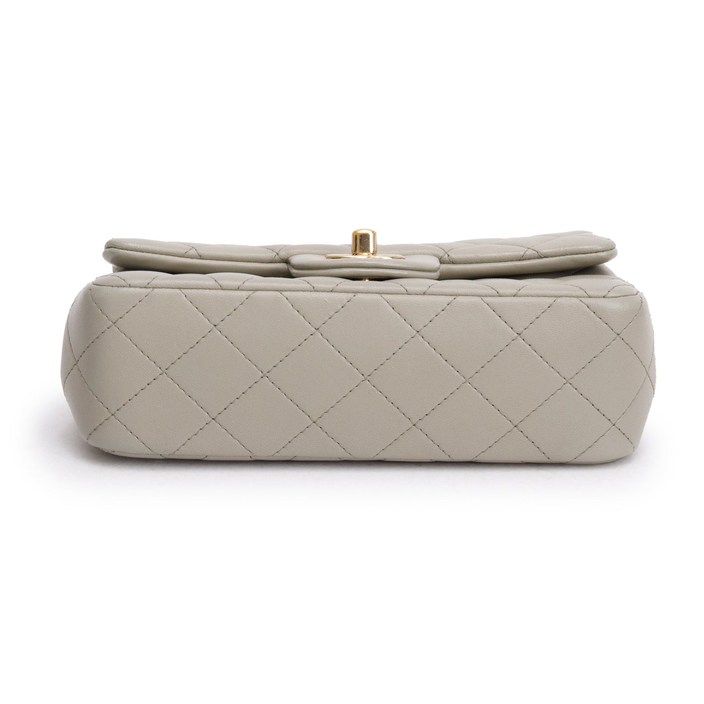 Chanel 2023 Grey Quilted Lambskin Leather Classic Rectangular Mini Flap Bag