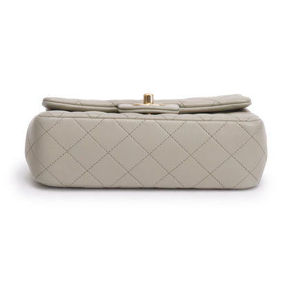 Chanel 2023 Grey Quilted Lambskin Leather Classic Rectangular Mini Flap Bag