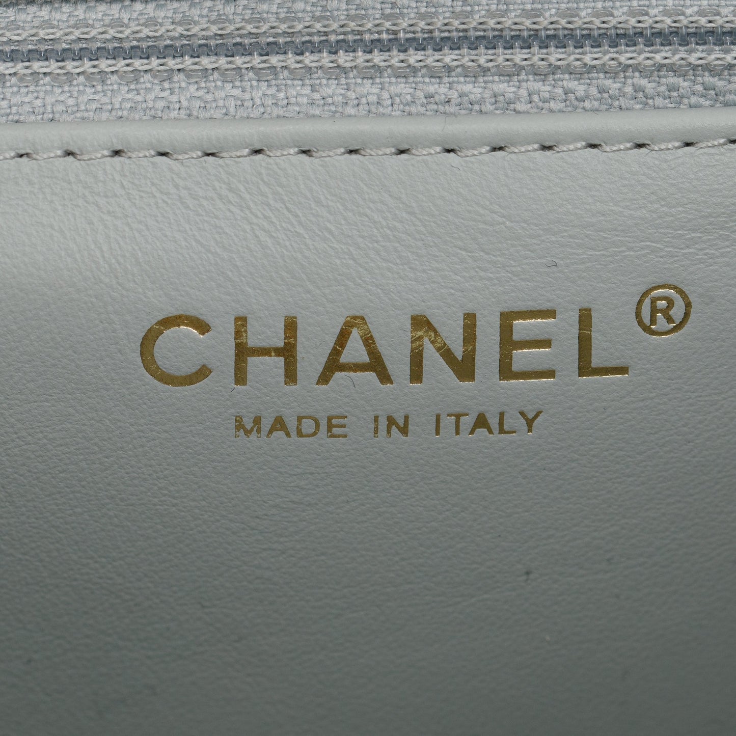 Chanel 2023 Grey Quilted Lambskin Leather Logo Chain Handle Flap Bag