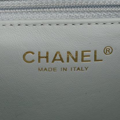 Chanel 2023 Grey Quilted Lambskin Leather Logo Chain Handle Flap Bag