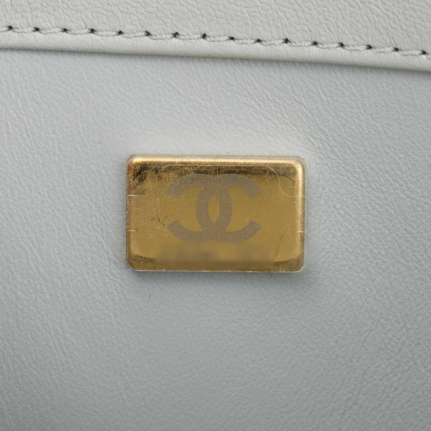Chanel 2023 Grey Quilted Lambskin Leather Logo Chain Handle Flap Bag
