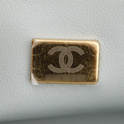 Chanel 2023 Light Grey Quilted Lambskin Leather Mini Classic Flap Handbag
