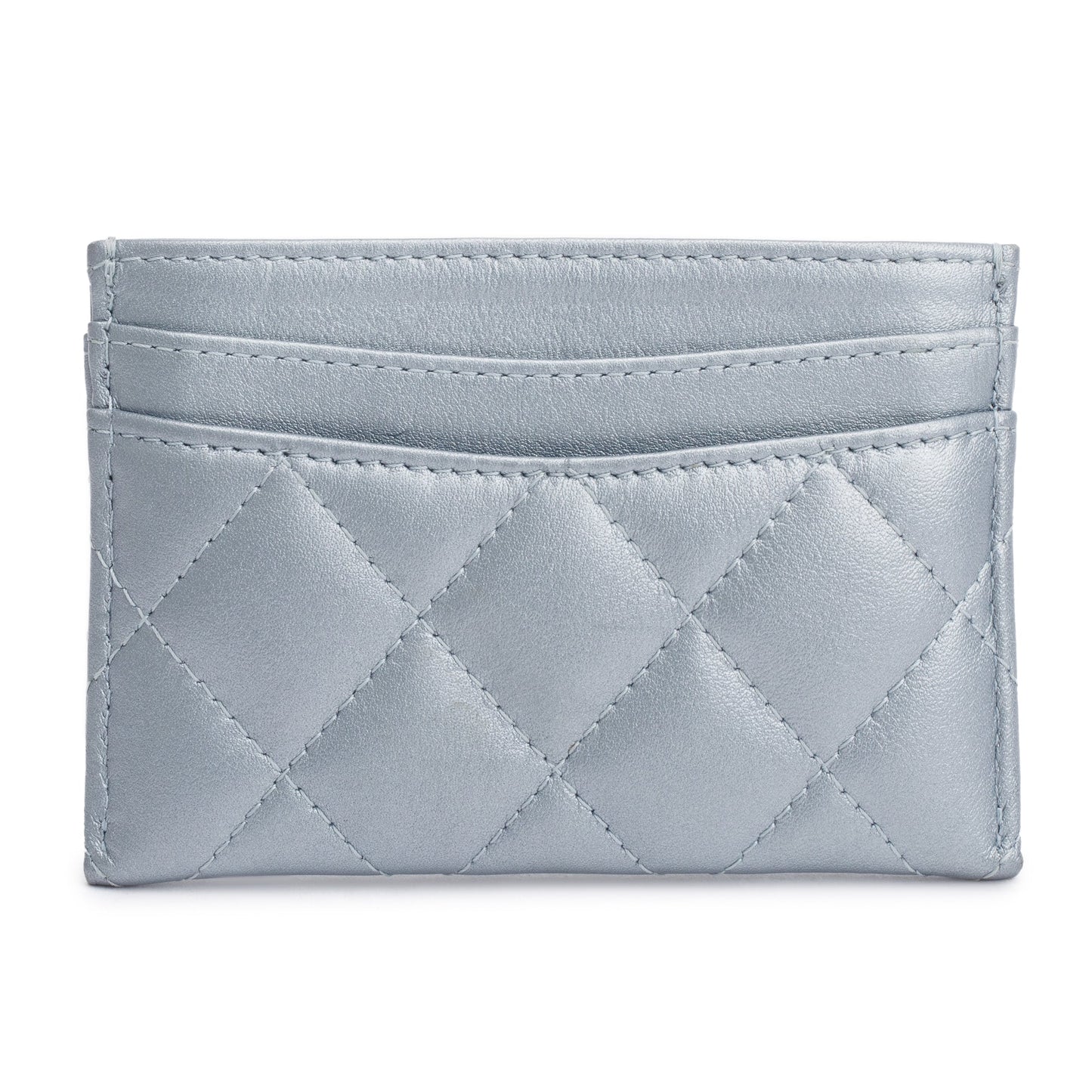 Chanel 2023 Metallic Blue Calfskin Leather Classic Card Holder
