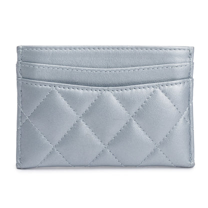 Chanel 2023 Metallic Blue Calfskin Leather Classic Card Holder
