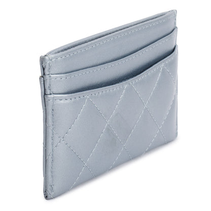 Chanel 2023 Metallic Blue Calfskin Leather Classic Card Holder