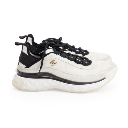 Chanel 2023 Neutral Suede CC Logo Chunky Sneakers, Size 41