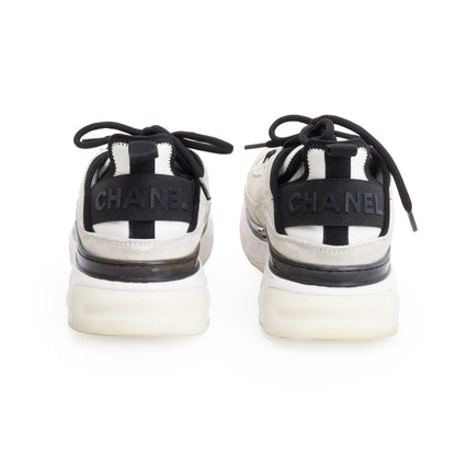Chanel 2023 Neutral Suede CC Logo Chunky Sneakers, Size 41