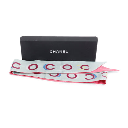 Chanel 2023 Pink CC Printed Silk Twill Slim Bandeau
