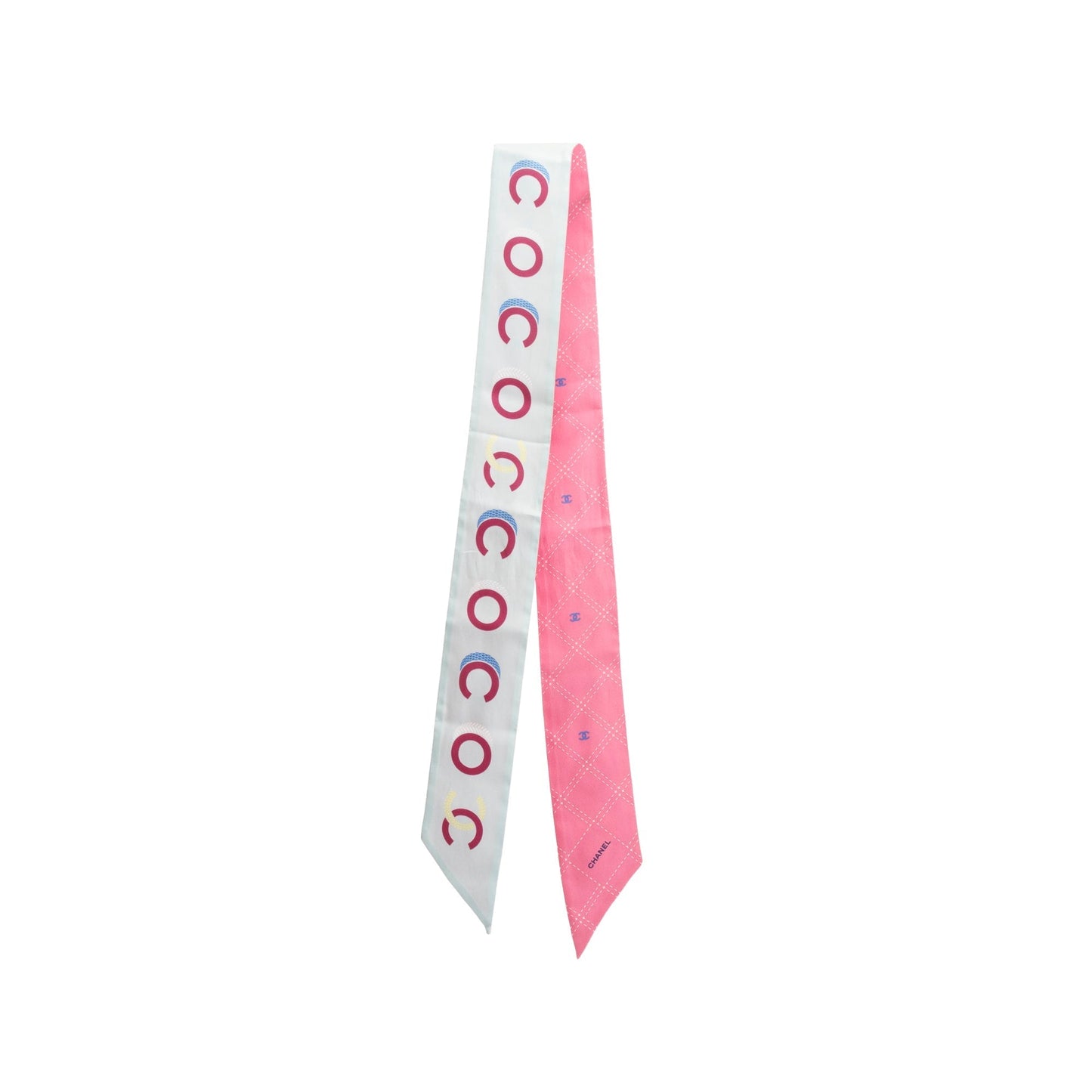 Chanel 2023 Pink CC Printed Silk Twill Slim Bandeau