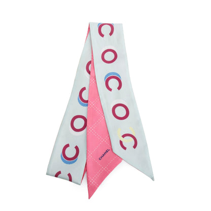 Chanel 2023 Pink CC Printed Silk Twill Slim Bandeau