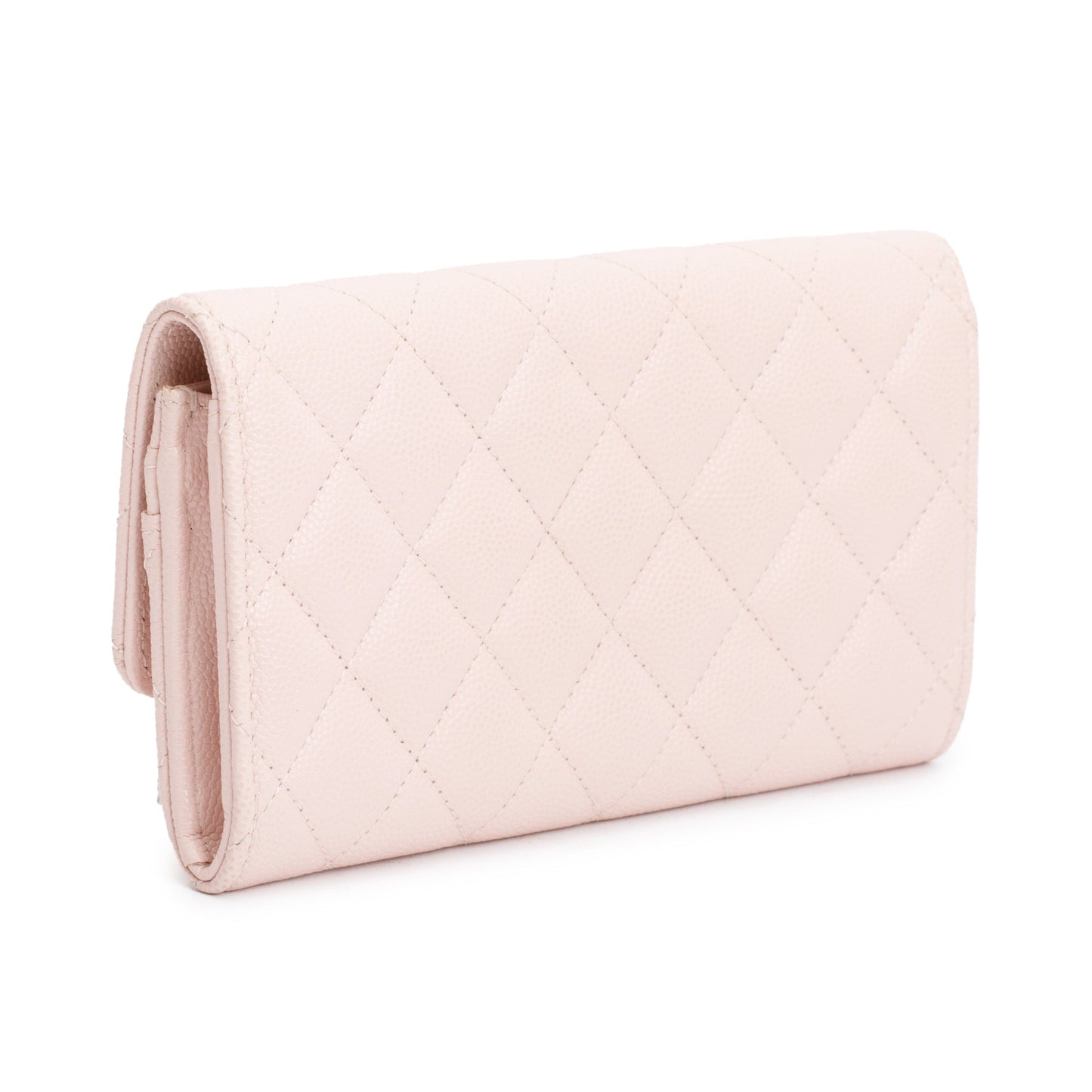 Chanel 2023 Pink Caviar Leather Strass CC Flap Wallet