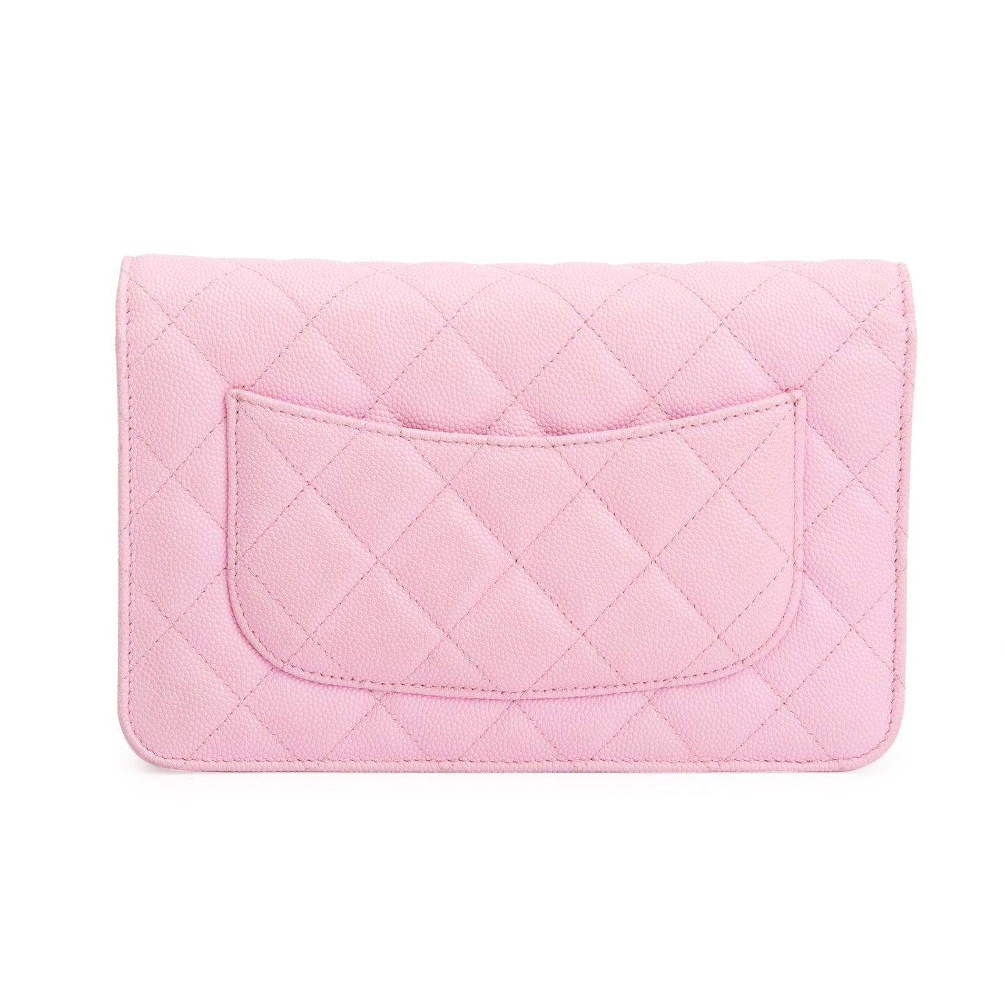 Chanel 2023 Pink Quilted Caviar Leather Classic Wallet on Chain