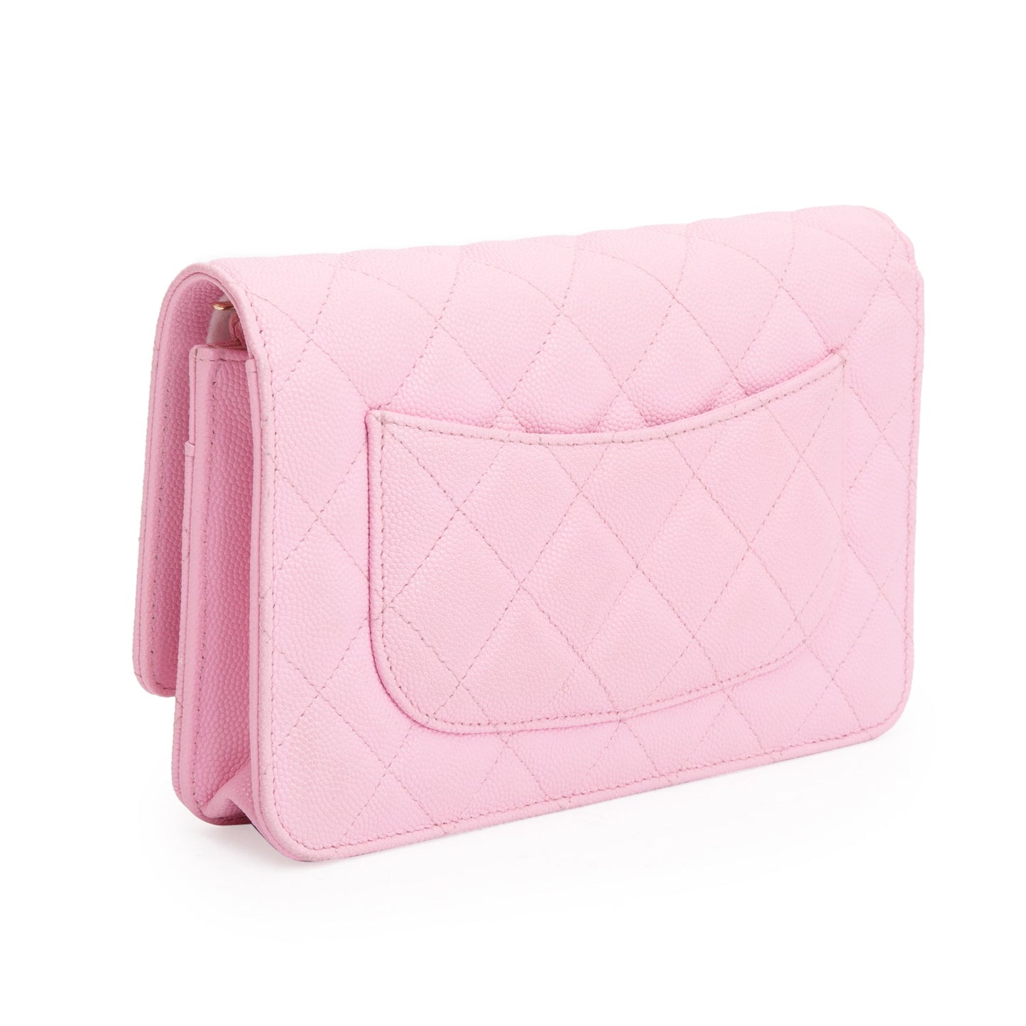 Chanel 2023 Pink Quilted Caviar Leather Classic Wallet on Chain