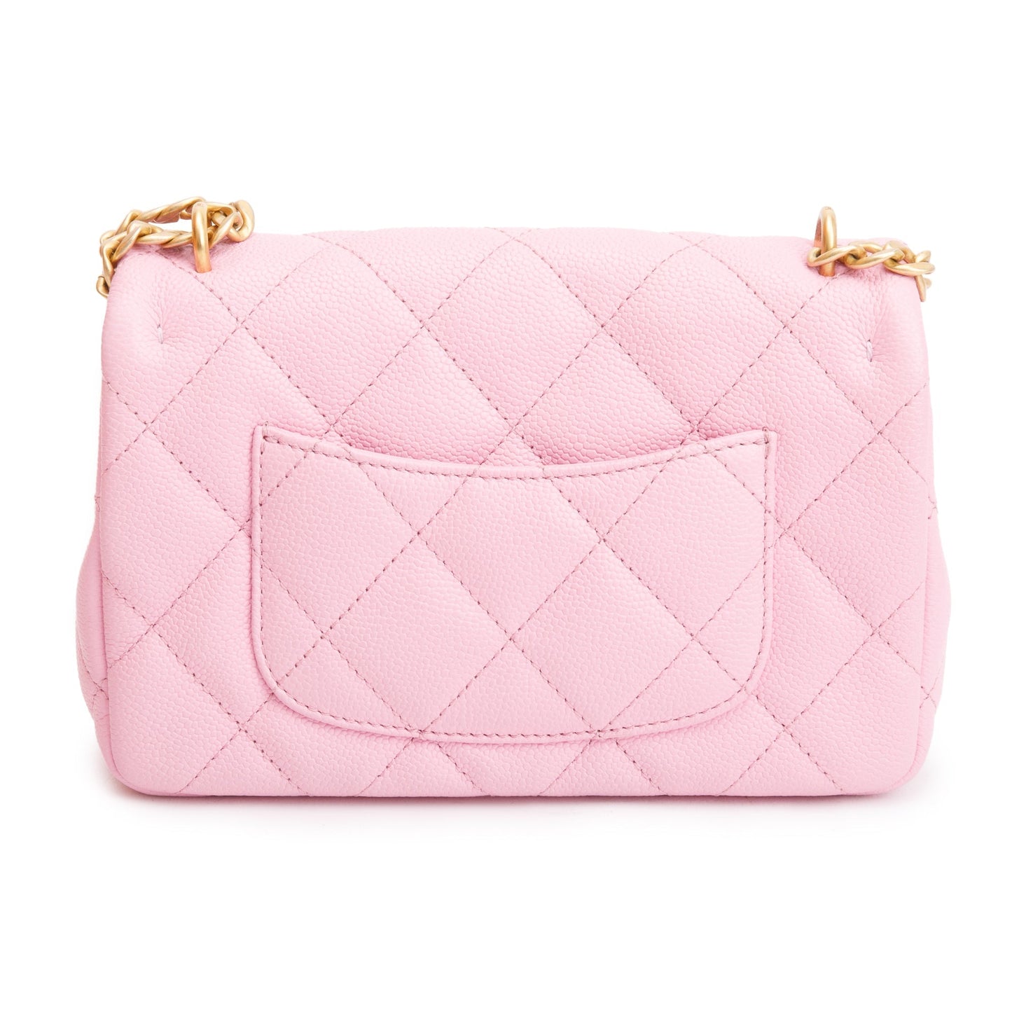 Chanel 2023 Pink Quilted Caviar Leather Sweetheart Crush Classic Rectangular Mini Flap Bag