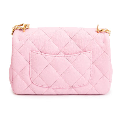 Chanel 2023 Pink Quilted Caviar Leather Sweetheart Crush Classic Rectangular Mini Flap Bag