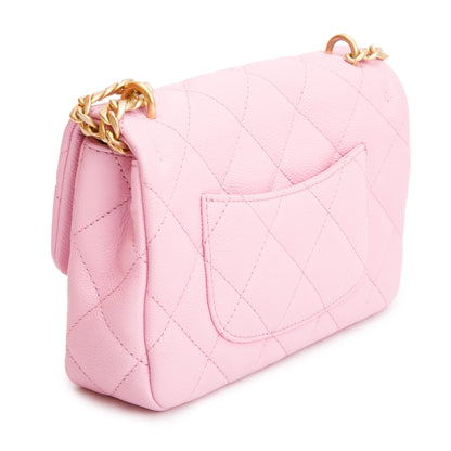 Chanel 2023 Pink Quilted Caviar Leather Sweetheart Crush Classic Rectangular Mini Flap Bag
