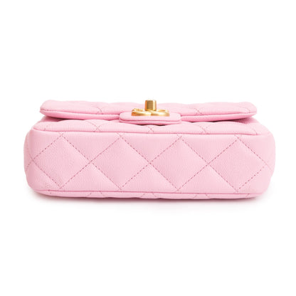 Chanel 2023 Pink Quilted Caviar Leather Sweetheart Crush Classic Rectangular Mini Flap Bag
