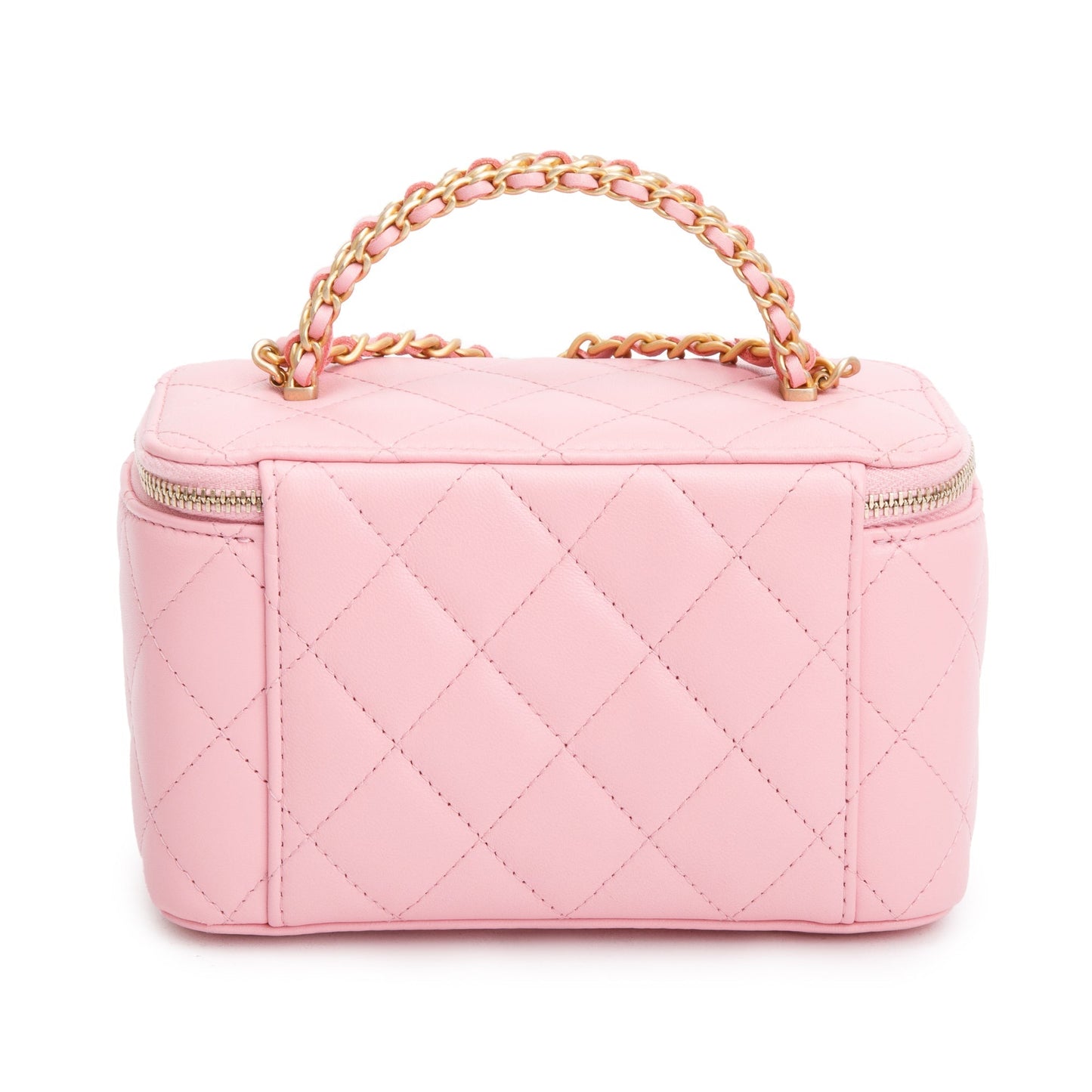 Chanel 2023 Pink Quilted Lambskin Leather Small Pick Me Up Vanity Case