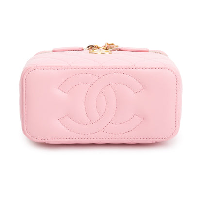 Chanel 2023 Pink Quilted Lambskin Leather Small Pick Me Up Vanity Case