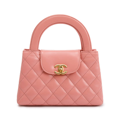 Chanel 2023 Pink Shiny Aged Calfskin Leather Mini Kelly Shopping Bag