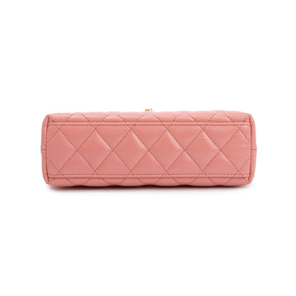 Chanel 2023 Pink Shiny Aged Calfskin Leather Mini Kelly Shopping Bag
