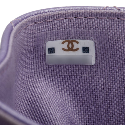 Chanel 2023 Purple Iridescent Lambskin Leather Classic Flap Card Holder