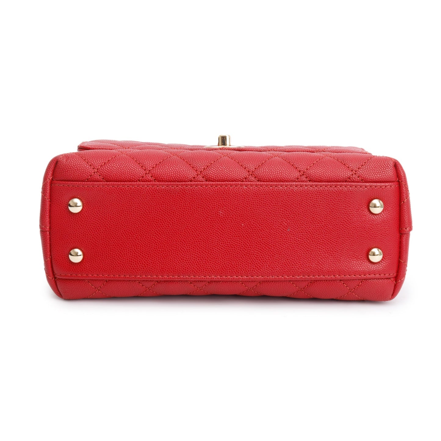Chanel 2023 Red Quilted Caviar Leather Small Coco Handle Bag