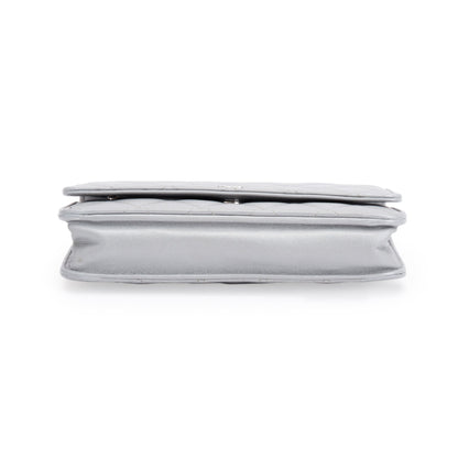 Chanel 2023 Silver Quilted Caviar Leather Classic Wallet on Chain