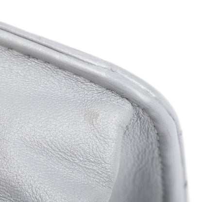 Chanel 2023 Silver Quilted Caviar Leather Classic Wallet on Chain