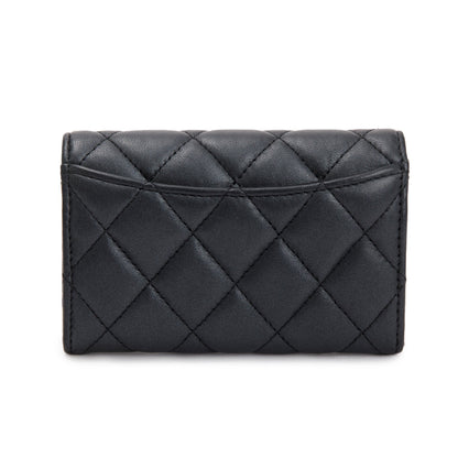 Chanel 2023 So Black Lambskin Leather Classic Flap Card Holder