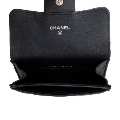 Chanel 2023 So Black Lambskin Leather Classic Flap Card Holder