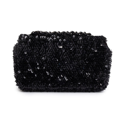 Chanel 2023 So Black Sequin Classic Mini Rectangular Flap Bag