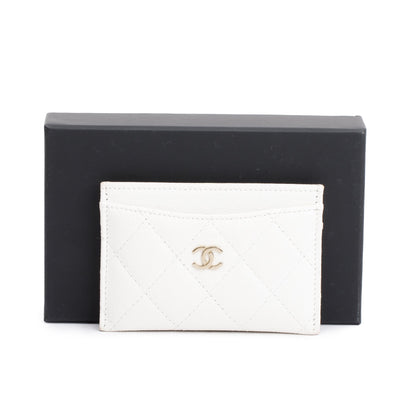 Chanel 2023 White Caviar Leather Classic Card Holder